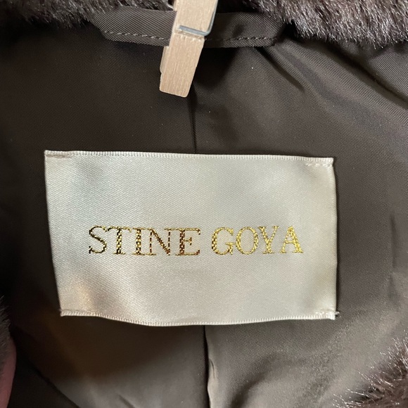 STINE GOYA Aria Fleece Puffer Jacket Dark Brown Faux Fur Coat Size Large - Picture 9 of 16